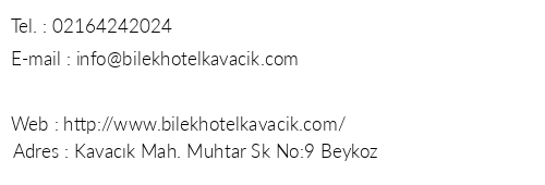 Bilek Hotel Kavack telefon numaralar, faks, e-mail, posta adresi ve iletiim bilgileri